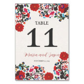 Mexican Floral Colorful Botanical Flowers Wedding テーブルナンバー (正面)