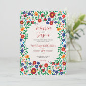 Mexican Floral Colorful Folk Art Wedding 招待状 (スタンド正面)