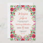 Mexican Floral Elegant Botanical Folkloric Wedding 招待状 (正面)