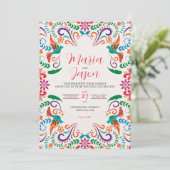 Mexican Floral Fiesta Colorful Boda Wedding 招待状 (スタンド正面)