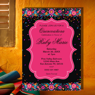 Mexican Floral Fiesta Quinceañera Invitation 招待状