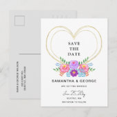 Mexican Floral Fiesta Save The Date 案内ポストカード (正面/裏面)