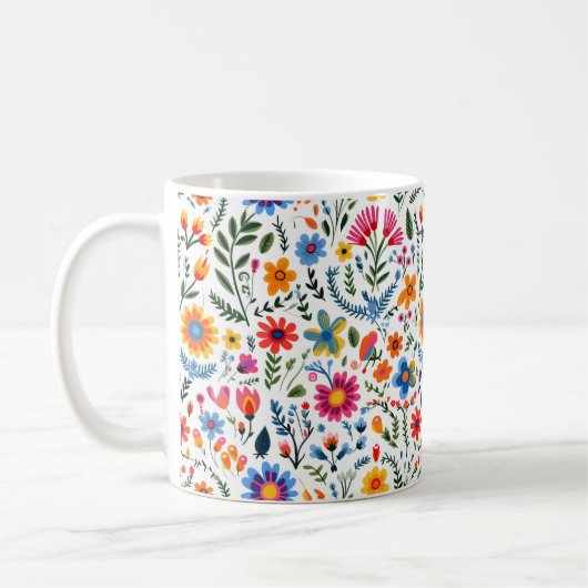 Mexican Floral Pattern Mug コーヒーマグカップ (左)