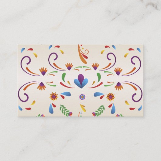 Mexican Floral QR Code Bridal Shower Registry card 名刺 (裏面)