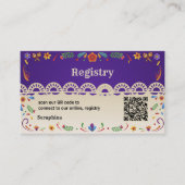 Mexican Floral QR Code Bridal Shower Registry card 名刺 (正面)
