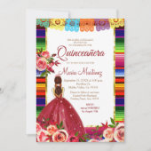 Mexican Floral Quinceañera Invitation 招待状 (正面)