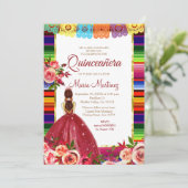 Mexican Floral Quinceañera Invitation 招待状 (スタンド正面)