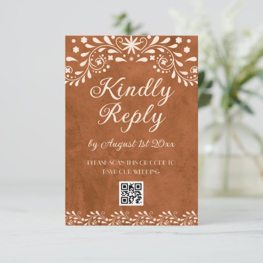 Mexican Floral Wedding QR code 出欠カード (スタンド正面)