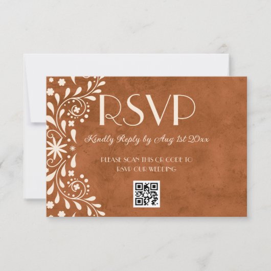 Mexican Floral Wedding QR code 出欠カード (正面)