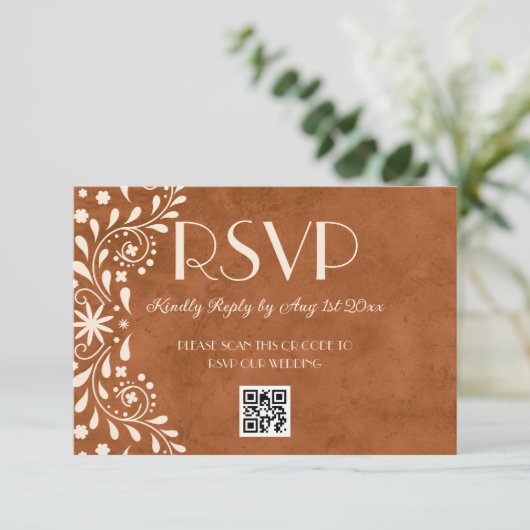 Mexican Floral Wedding QR code 出欠カード (スタンド正面)