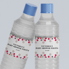 Mexican Flowers Baby Shower Fiesta ペットボトルラベル