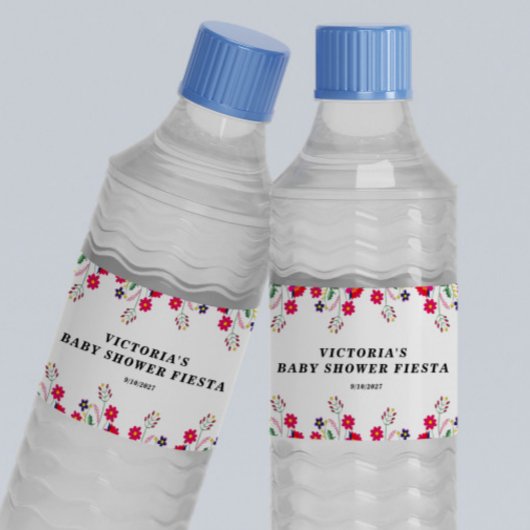 Mexican Flowers Baby Shower Fiesta ペットボトルラベル