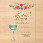Mexican Flowers Margarita Bridal Shower  アクリル招待状 (正面)