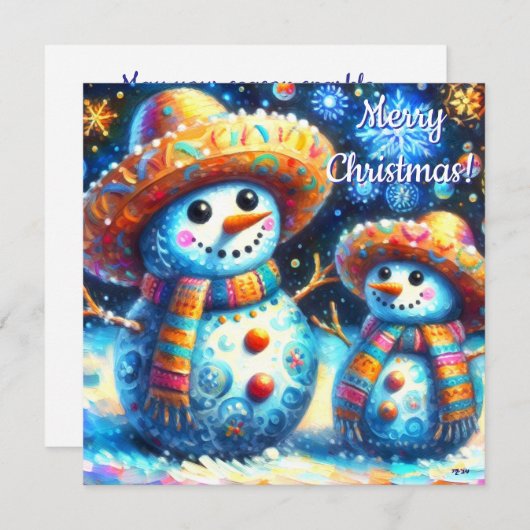 Mexican Folk Art Snowmen Snowman Personalized (正面/裏面)