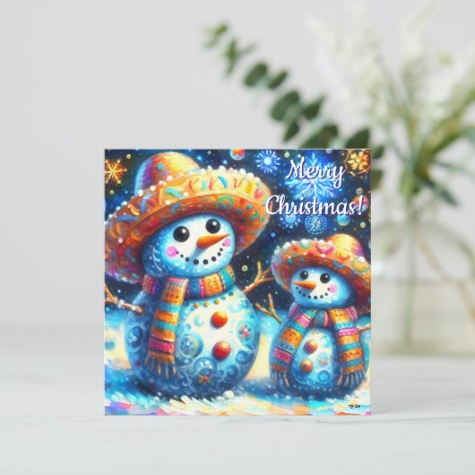 Mexican Folk Art Snowmen Snowman Personalized (スタンド正面)