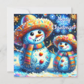 Mexican Folk Art Snowmen Snowman Personalized (正面)