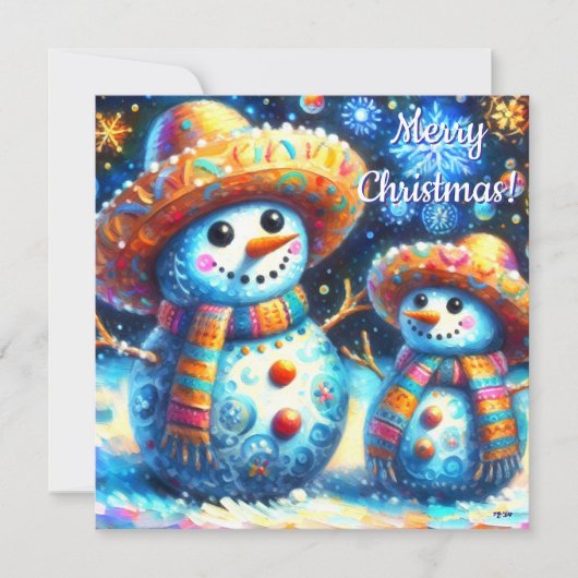 Mexican Folk Art Snowmen Snowman Personalized (正面)