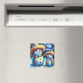Mexican Folk Art Snowmen Snowman Personalized マグネット (インサイチュ (食洗機))