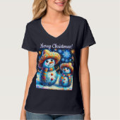 Mexican Folk Art Snowmen Snowman Personalized Tシャツ (正面)