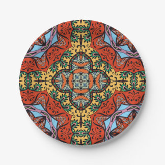 Mexican folk ethnic colorful seamless pattern  ペーパープレート