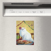 Mexican Folk Inspired White Cat マグネット (インサイチュ (食洗機))