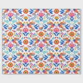 Mexican Folk Pattern Bird Floral Wrapping Paper ラッピングペーパー (フラット)