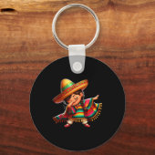 Mexican Girl Dabbing Poncho Happy Party Cinco De M キーホルダー (正面)