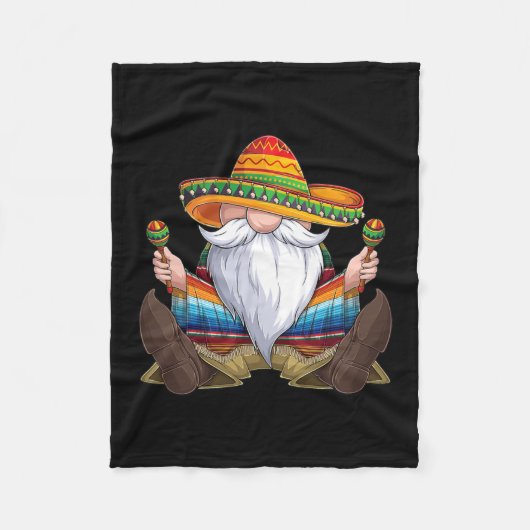 Mexican Gnome Cinco De Mayo Serape Poncho men フリースブランケット (正面)