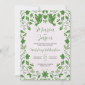Mexican Green Floral Romantic Aesthetic Wedding 招待状 (正面)