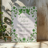 Mexican Green Floral Romantic Aesthetic Wedding 招待状