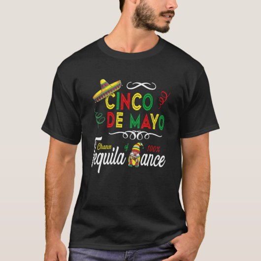 Mexican Holiday Sombrero Tequila Dance Gnome Cinco Tシャツ (正面)