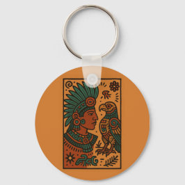 Mexican Indigenous Keychain – Warrior, Bird, Drum キーホルダー