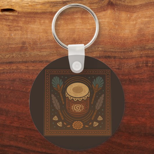 Mexican Indigenous Keychain – Warrior, Bird, Drum キーホルダー (裏面)