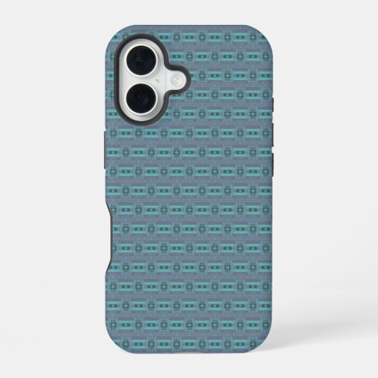Mexican inspired pattern in gray and green iPhone 16ケース (裏面)