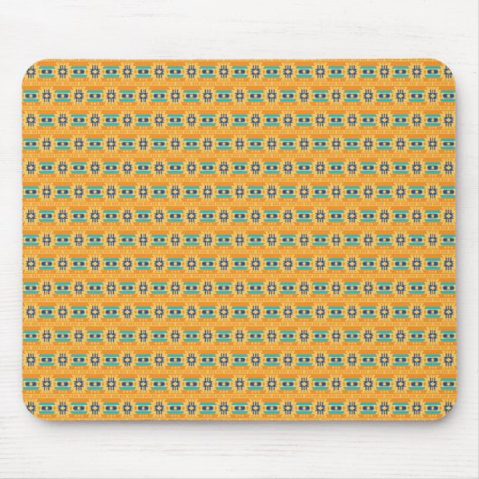 Mexican inspired pattern in yellow and blue マウスパッド (正面)