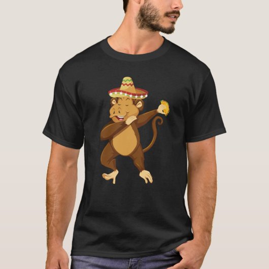 Mexican Monkey Taco Dabbing Cinco De Mayo Tシャツ (正面)