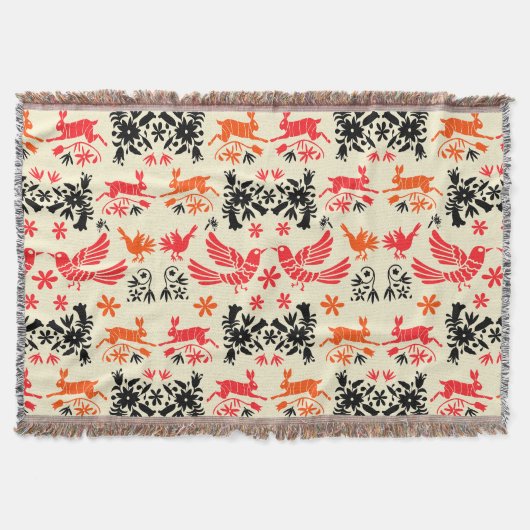 Mexican Otomi Home Decor スローブランケット (正面)