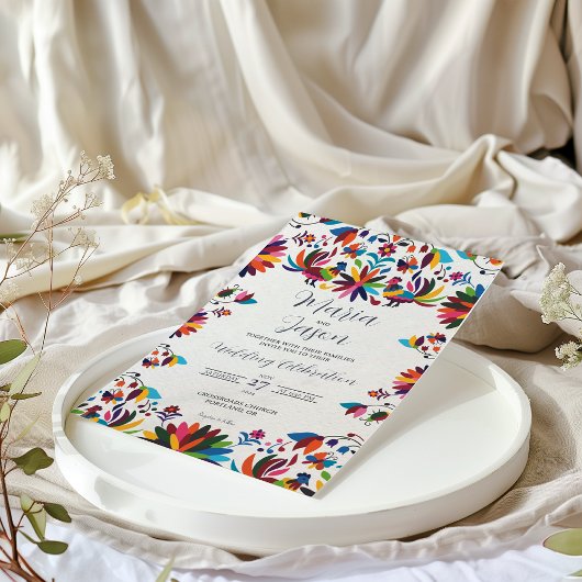 Mexican Otomi Tenangos Fiesta Folk Art Wedding 招待状