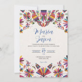Mexican Otomi Tenangos Folk Art Floral Wedding 招待状 (正面)