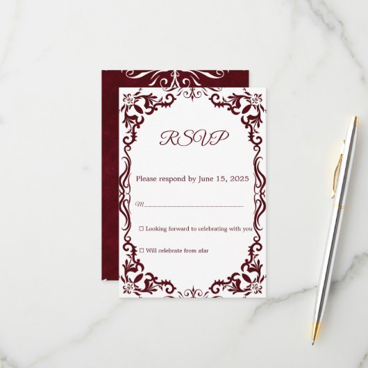 Mexican Papel Picado Wedding RSVP Card (正面/裏面インサイチュ)