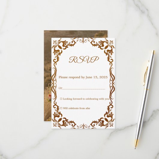 Mexican Papel Picado Wedding RSVP Card (正面/裏面インサイチュ)