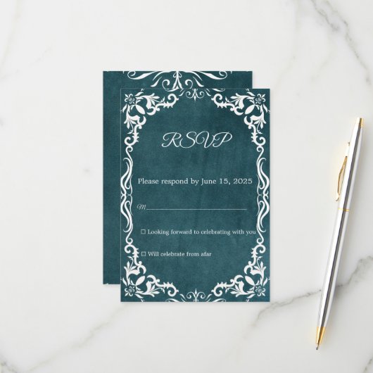 Mexican Papel Picado Wedding RSVP Card (正面/裏面インサイチュ)