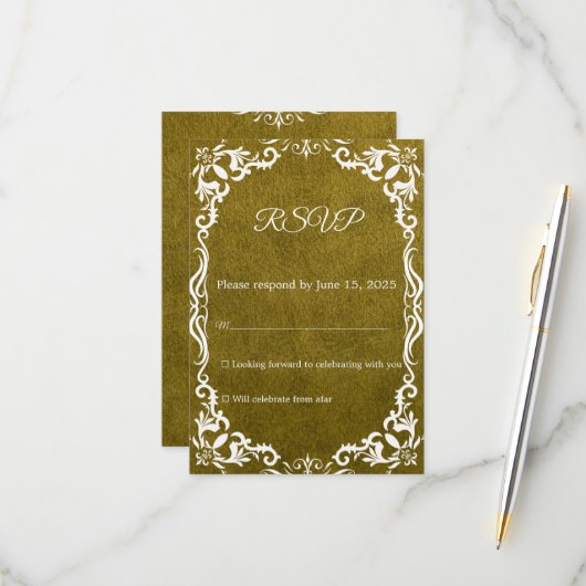 Mexican Papel Picado Wedding RSVP Card (正面/裏面インサイチュ)