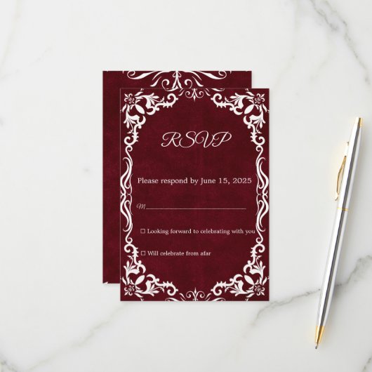 Mexican Papel Picado Wedding RSVP Card (正面/裏面インサイチュ)