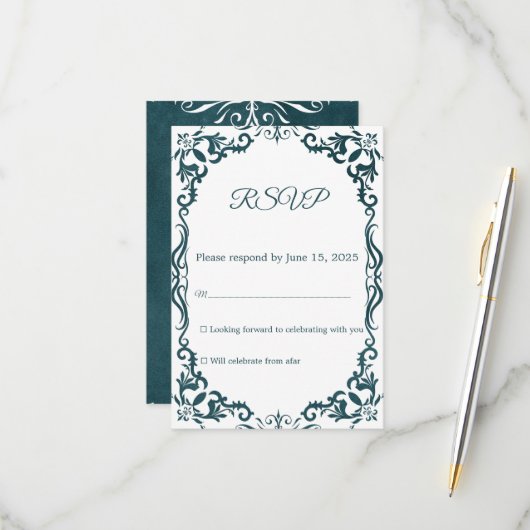 Mexican Papel Picado Wedding RSVP Card (正面/裏面インサイチュ)