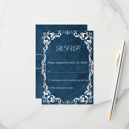 Mexican Papel Picado Wedding RSVP Card (正面/裏面インサイチュ)