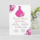 Mexican Pink Escaramuza Quinceanera Invitation 招待状 (スタンド正面)