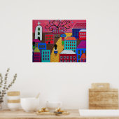 MEXICAN PUEBLO III TOWN PRISARTS PAINTING ポスター (キッチン)