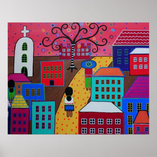 MEXICAN PUEBLO III TOWN PRISARTS PAINTING ポスター (正面)