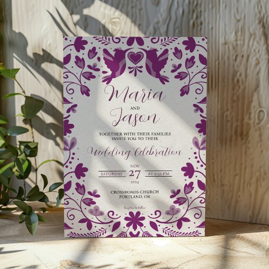 Mexican Purple Floral Romantic Aesthetic Wedding 招待状